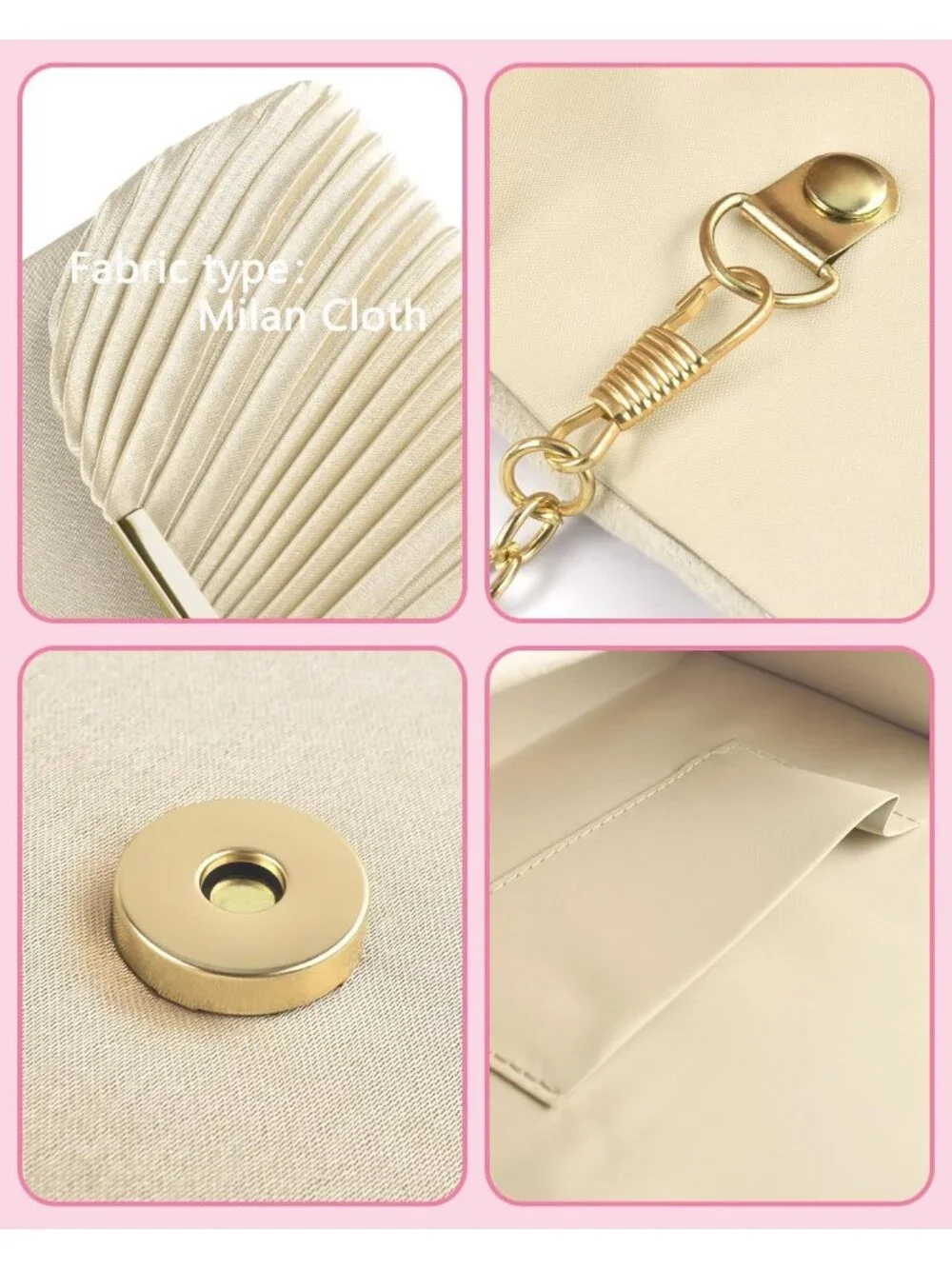 👜 Women's Apricot Formal Wedding Party Cocktail Prom Crossbody Clutch Purses
